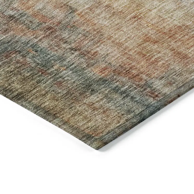 5' X 8' Tan Copper And Terra Cotta Abstract Washable Indoor Outdoor Area Rug