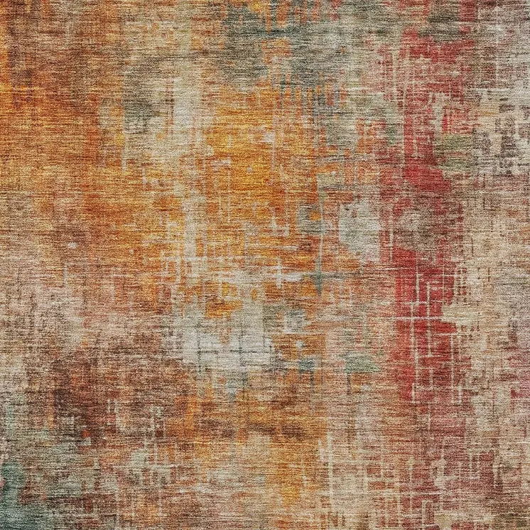 8' X 10' Tan Copper And Terra Cotta Abstract Washable Indoor Outdoor Area Rug