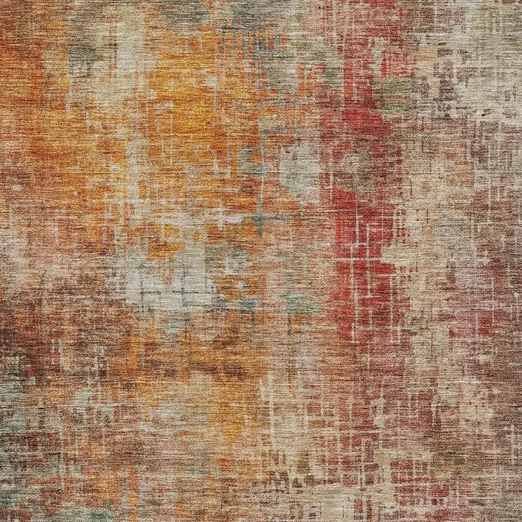 10' X 14' Tan Copper And Terra Cotta Abstract Washable Indoor Outdoor Area Rug