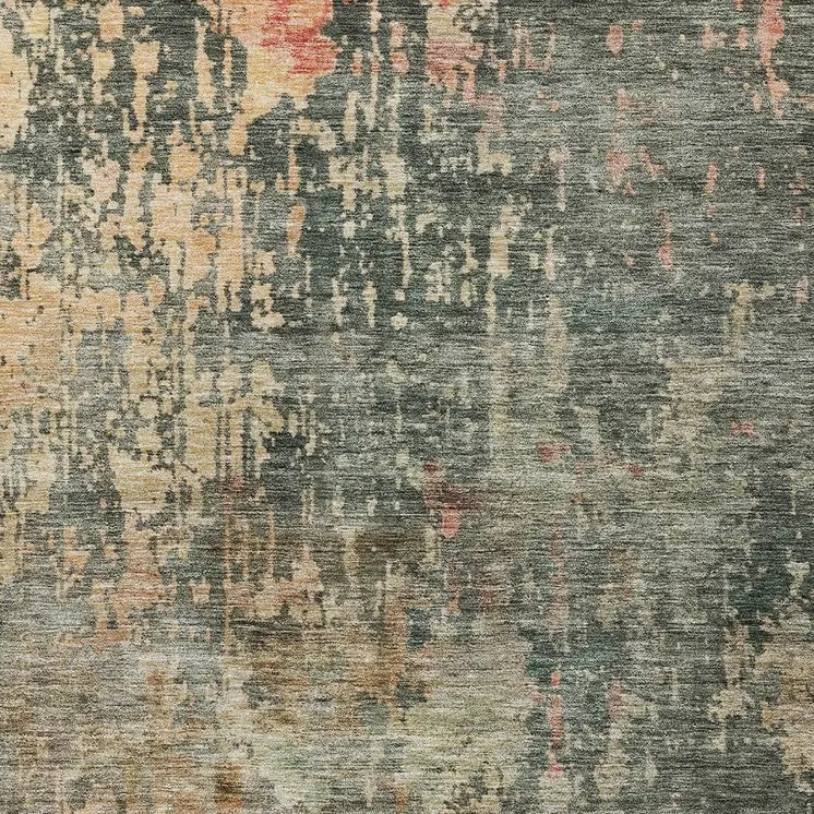 10' X 14' Sage Gray And Pink Abstract Washable Indoor Outdoor Area Rug