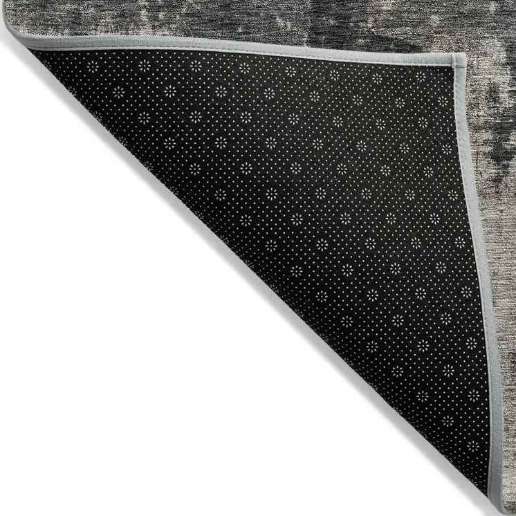 9' X 12' Taupe And Charcoal Abstract Washable Indoor Outdoor Area Rug