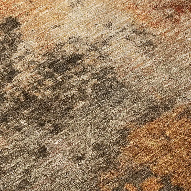 8' Khaki Brown And Copper Round Abstract Washable Indoor Outdoor Area Rug