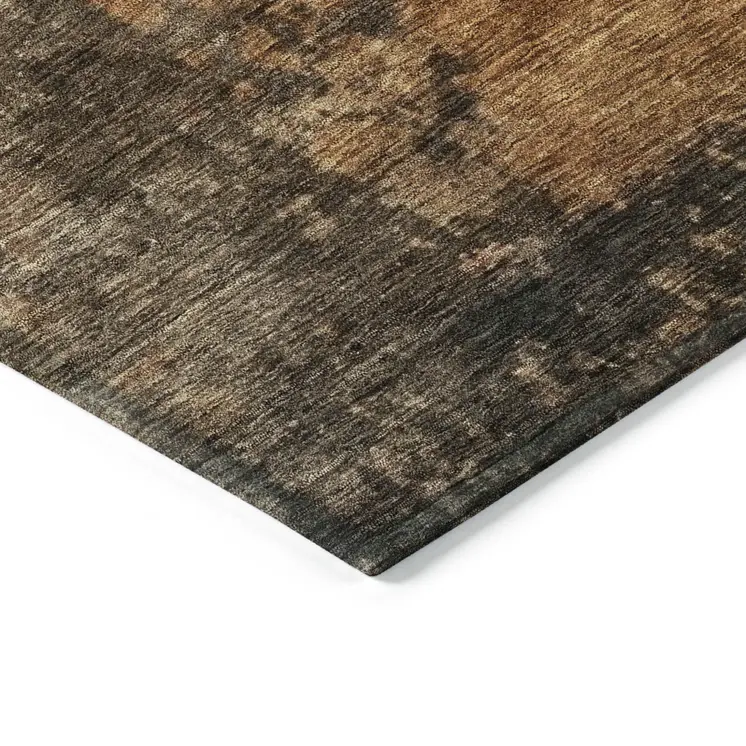 8' X 10' Khaki Brown And Copper Abstract Washable Indoor Outdoor Area Rug