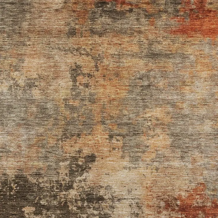 8' X 10' Khaki Brown And Copper Abstract Washable Indoor Outdoor Area Rug