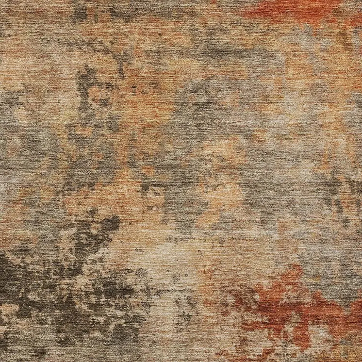 10' X 14' Khaki Brown And Copper Abstract Washable Indoor Outdoor Area Rug