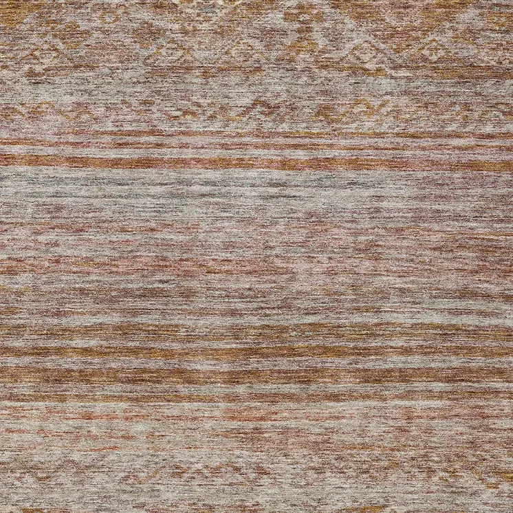 3' X 5' Copper Tan And Beige Floral Washable Indoor Outdoor Area Rug