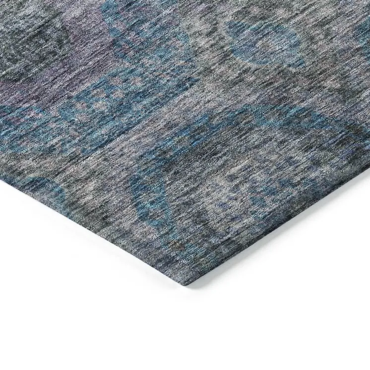 10' X 14' Blue And Gray Geometric Washable Indoor Outdoor Area Rug