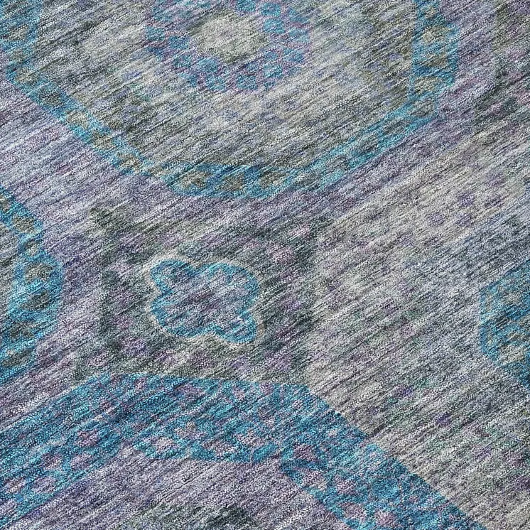10' X 14' Blue And Gray Geometric Washable Indoor Outdoor Area Rug