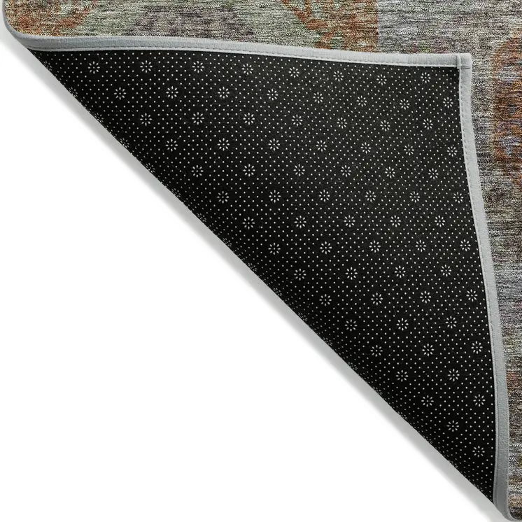 3' X 5' Copper Green And Gray Geometric Washable Indoor Outdoor Area Rug