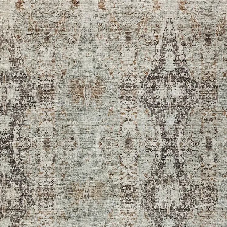 5' X 8' Linen Black And Brown Floral Washable Indoor Outdoor Area Rug