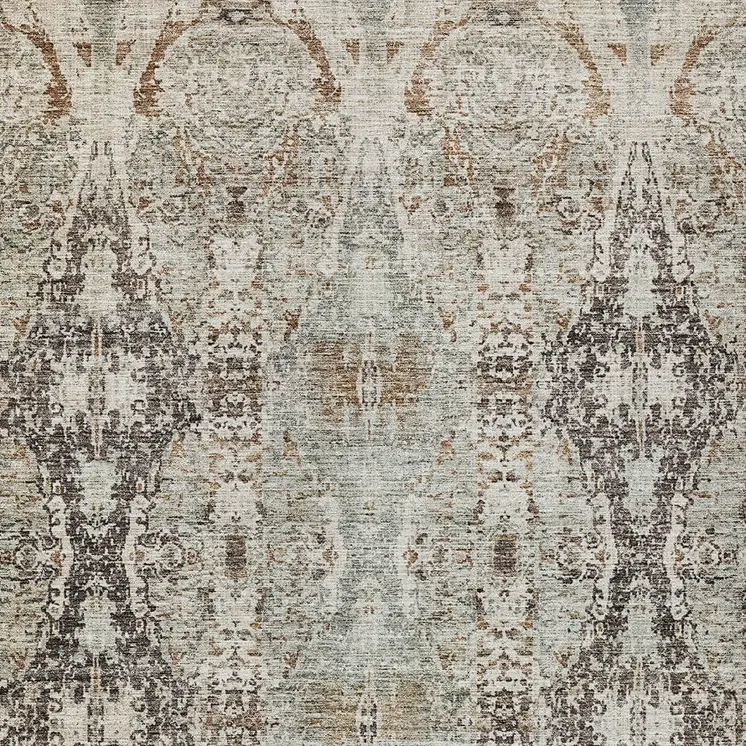 9' X 12' Linen Black And Brown Floral Washable Indoor Outdoor Area Rug