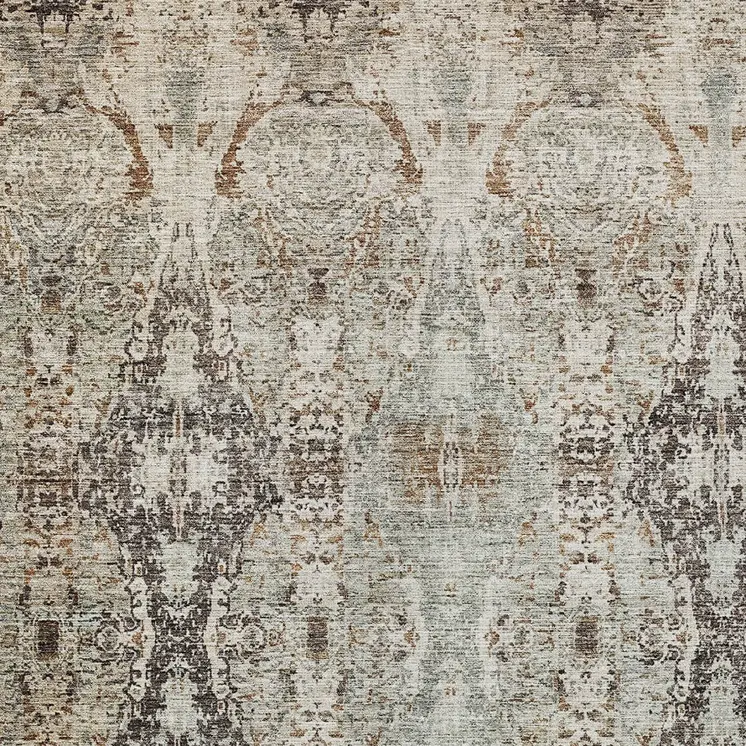 10' X 14' Linen Black And Brown Floral Washable Indoor Outdoor Area Rug
