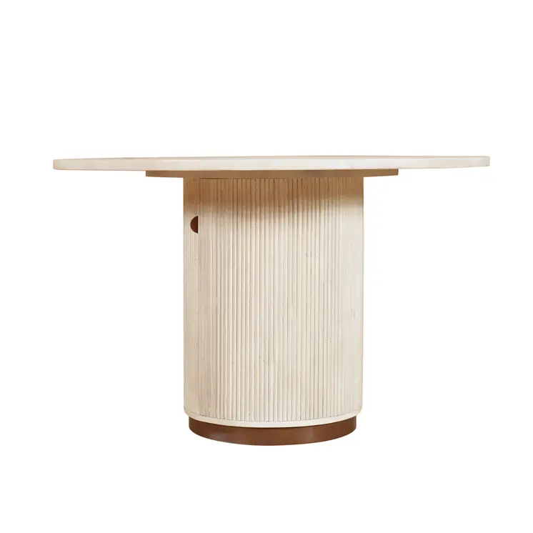 48" White Solid Wood Pedestal Base Round Top Dining Table