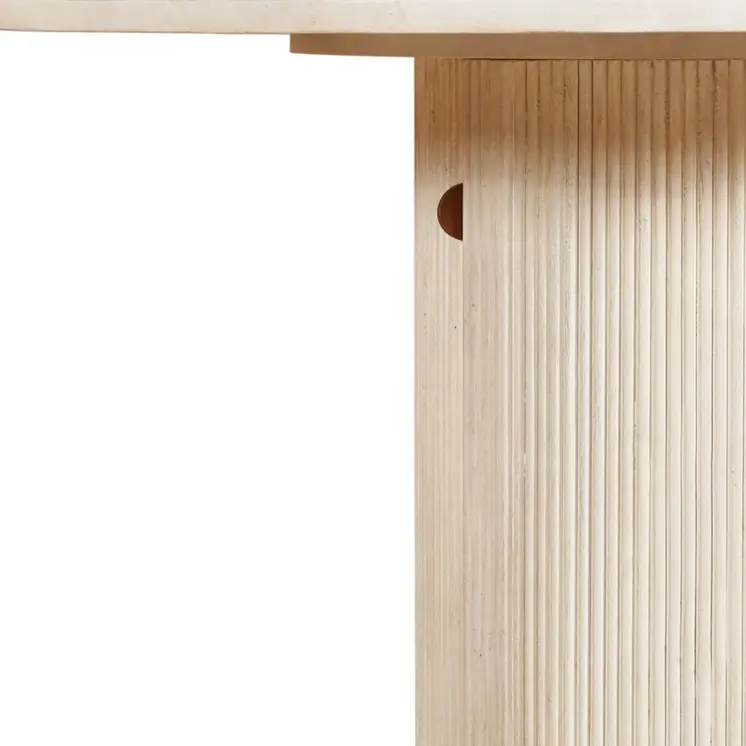 48" White Solid Wood Pedestal Base Round Top Dining Table