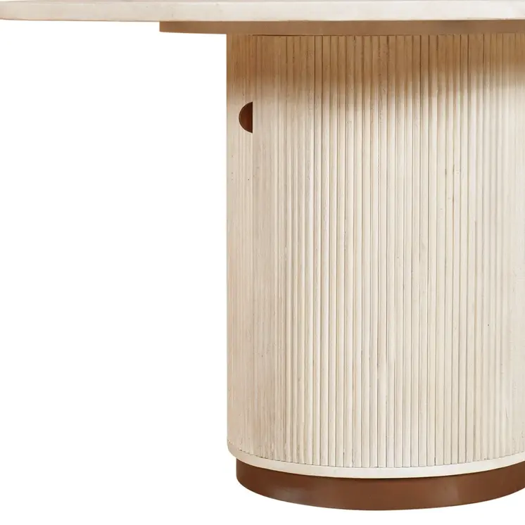 48" White Solid Wood Pedestal Base Round Top Dining Table