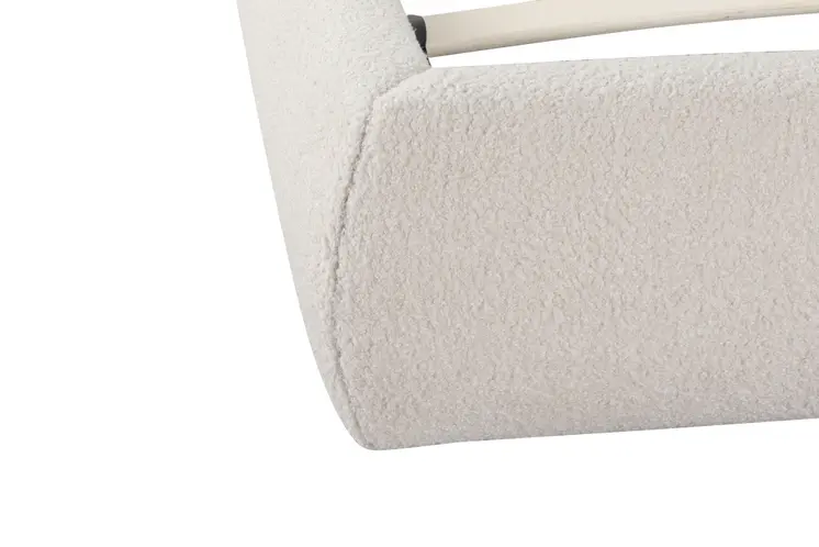 Beige Boucle Upholstered King Bed Frame
