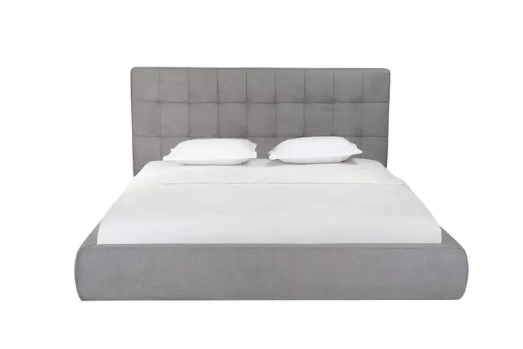 Gray Tufted Linen Blend Upholstered King Bed Frame