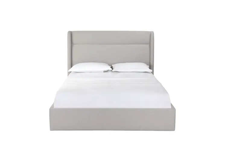 Gray Fabric Upholstered Queen Bed Frame