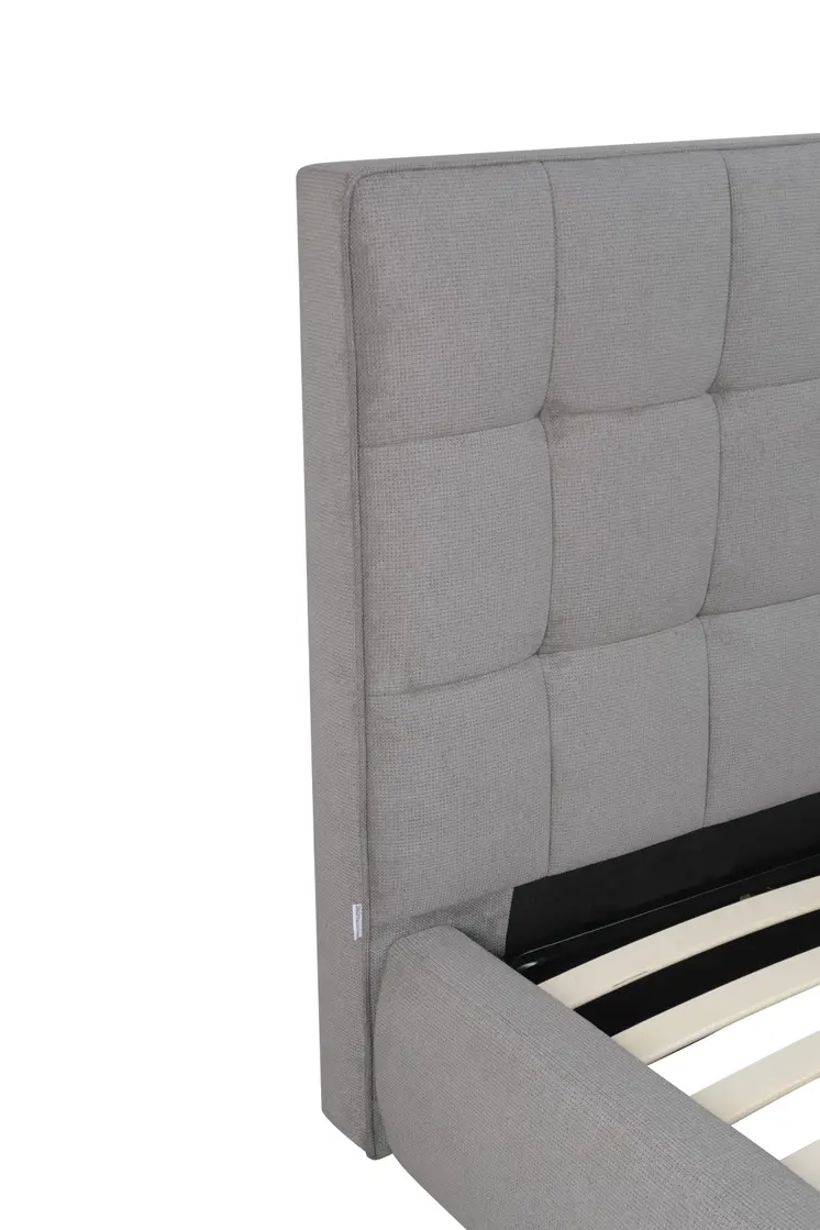 Gray Tufted Linen Blend Upholstered Queen Bed Frame