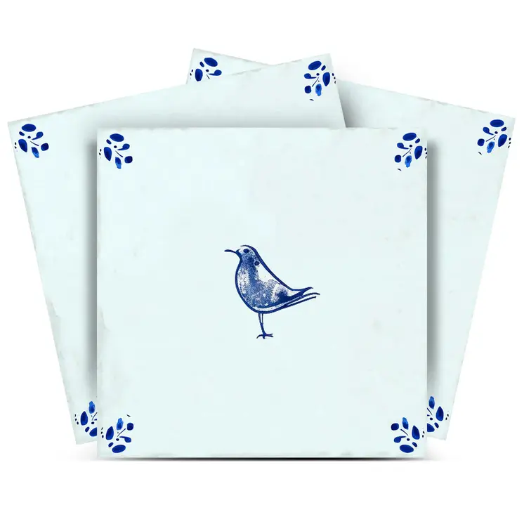 5" x 5" Blue Vinyl Arabesque Peel And Stick Removable Tiles