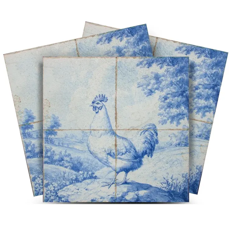 12" x 12" Blue Vinyl Arabesque Peel And Stick Removable Tiles