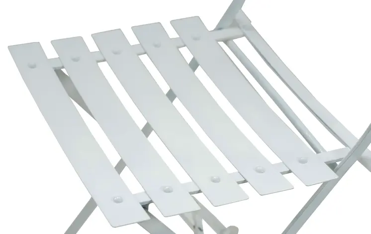 Set of Two White Aluminum Outdoor Folding Dining Chairs