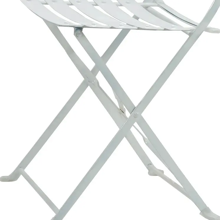 Set of Two White Aluminum Outdoor Folding Dining Chairs