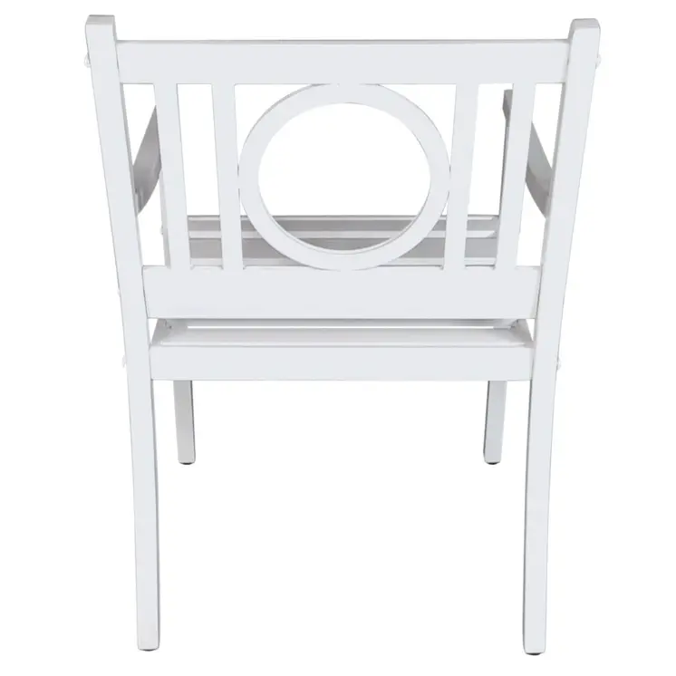 24" White Steel Geo Back Outdoor Arm Chair