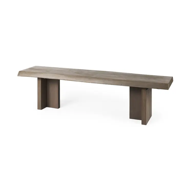 70" Brown Solid Wood Live Edge Bench