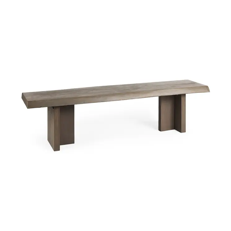 70" Brown Solid Wood Live Edge Bench