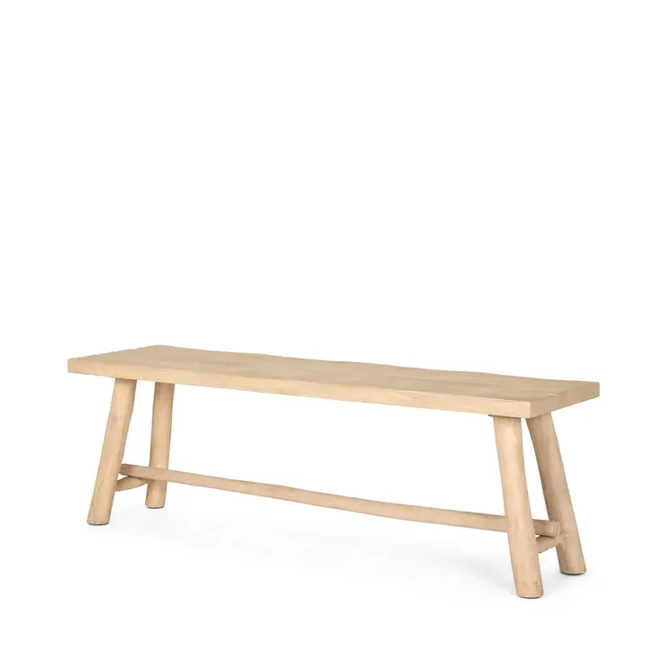 56" Natural Distressed Solid Wood Live Edge Bench