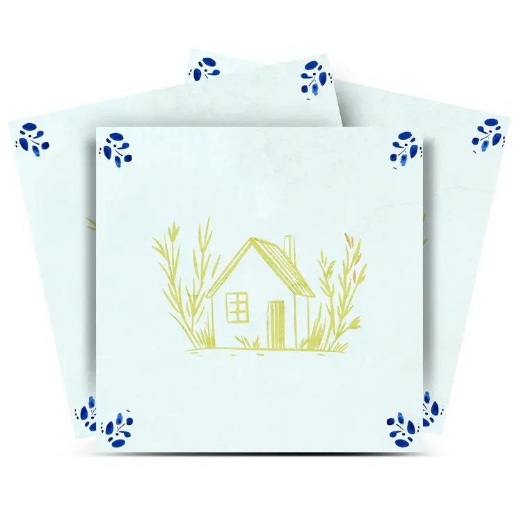 5" x 5" Yellow Vinyl Arabesque Peel And Stick Removable Tiles