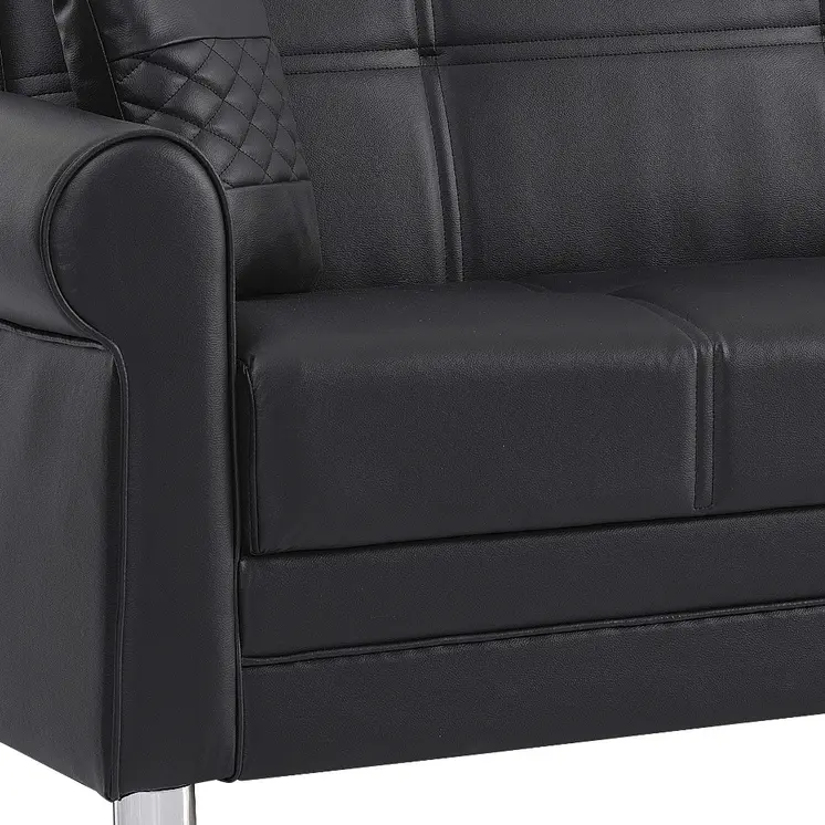 89" Black Faux Leather Convertible Futon Sleeper Sofa And Toss Pillows With Storage