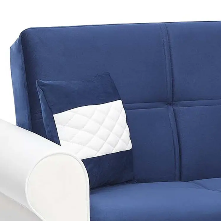 89" Sky Blue Polyester Convertible Futon Sleeper Sofa And Toss Pillows With Storage