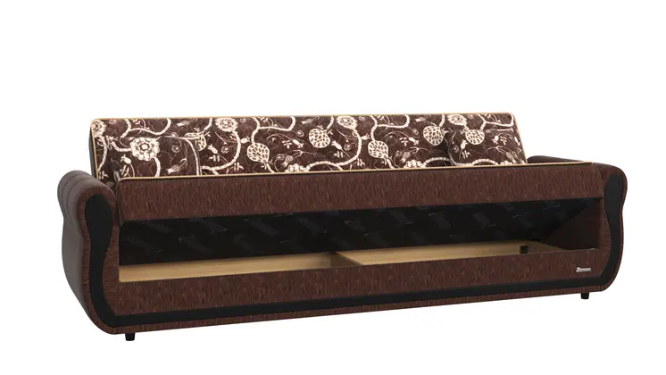 90" Brown Chenille Convertible Futon Sleeper Sofa And Toss Pillows With Storage