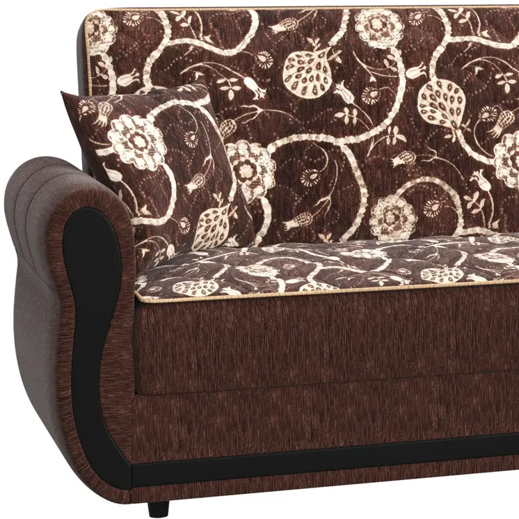 90" Brown Chenille Convertible Futon Sleeper Sofa And Toss Pillows With Storage