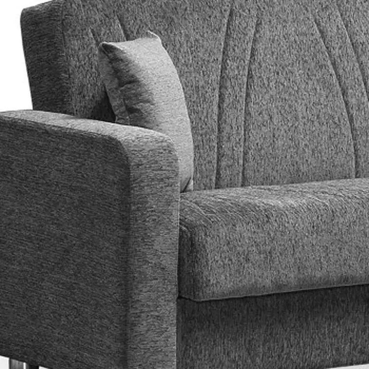87" Gray Chenille Convertible Futon Sleeper Sofa And Toss Pillows With Storage