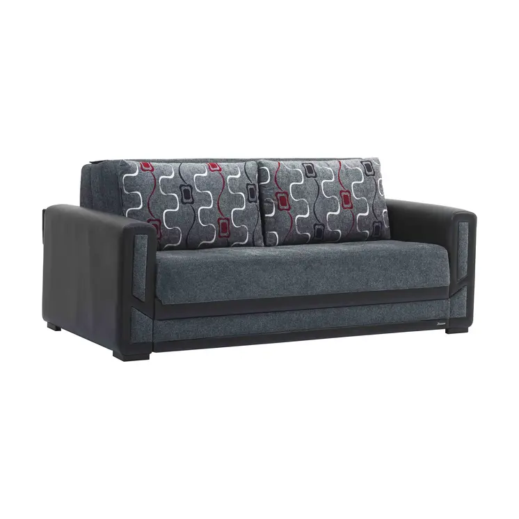 78" Gray Chenille Convertible Futon Sleeper Sofa And Toss Pillows With Storage