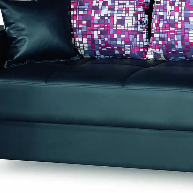 87" Black Faux Leather Convertible Futon Sleeper Sofa And Toss Pillows With Storage