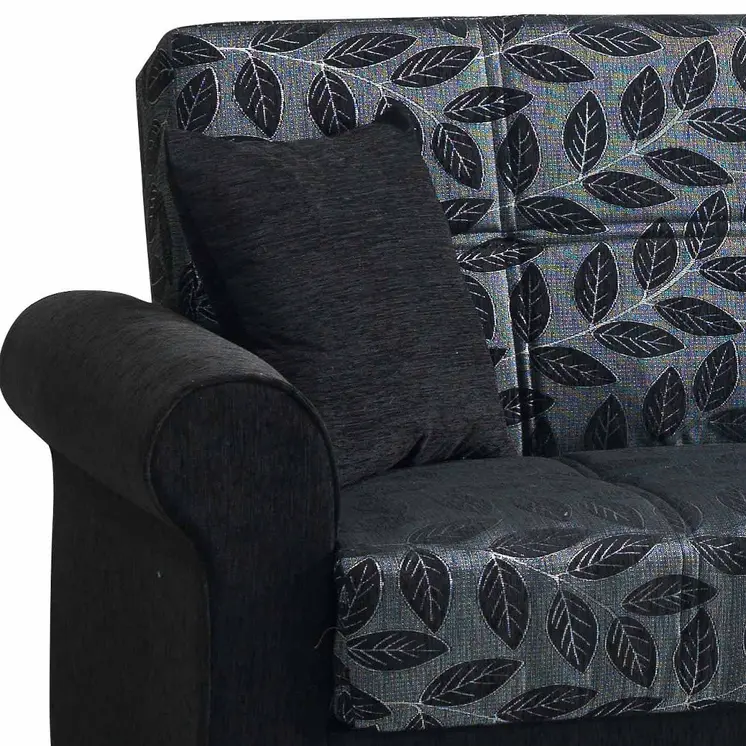 89" Black Chenille Convertible Futon Sleeper Sofa And Toss Pillows With Storage
