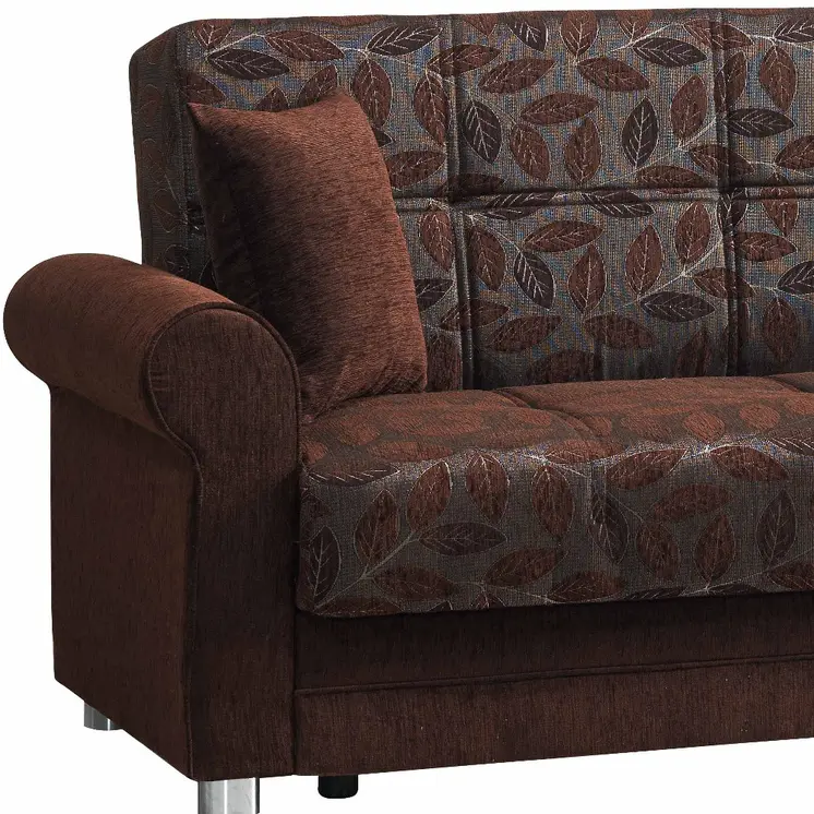 89" Dark Brown Chenille Convertible Futon Sleeper Sofa And Toss Pillows With Storage