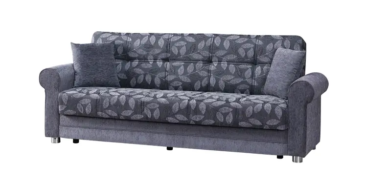 89" Gray Chenille Convertible Futon Sleeper Sofa And Toss Pillows With Storage