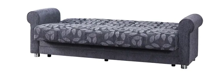 89" Gray Chenille Convertible Futon Sleeper Sofa And Toss Pillows With Storage