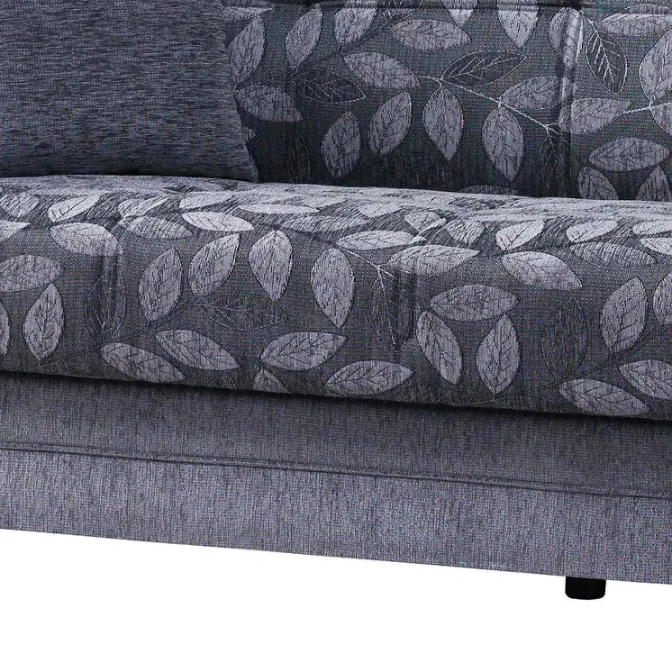 89" Gray Chenille Convertible Futon Sleeper Sofa And Toss Pillows With Storage