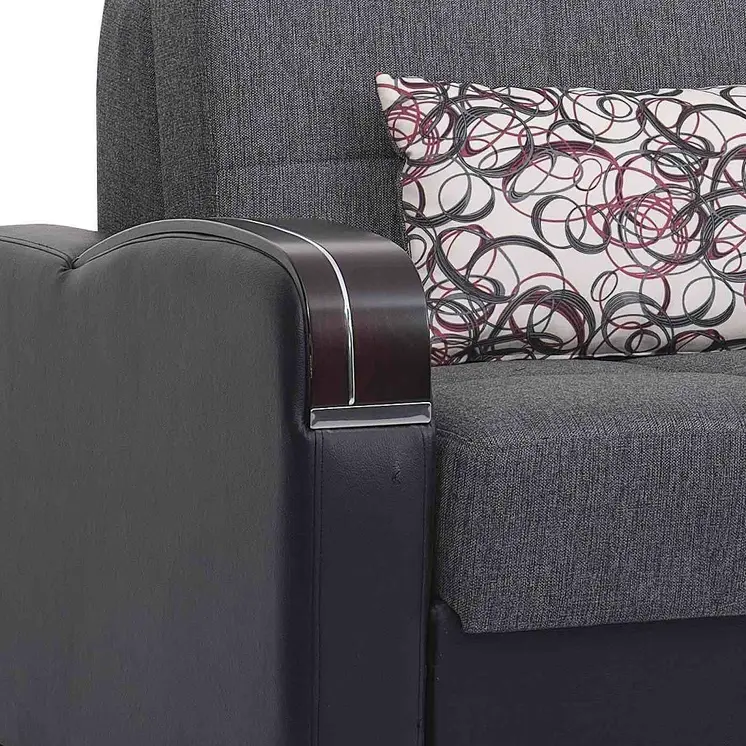 74" Gray Chenille Convertible Futon Sleeper Sofa And Toss Pillows With Storage