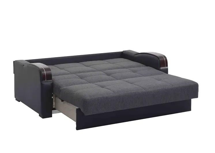74" Gray Chenille Convertible Futon Sleeper Sofa And Toss Pillows With Storage