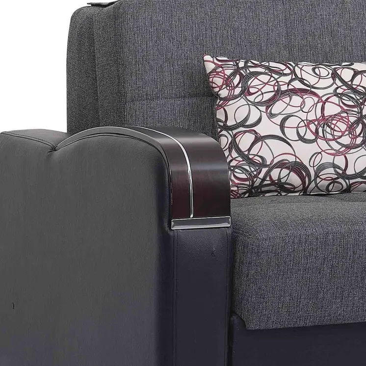 74" Gray Chenille Convertible Futon Sleeper Sofa And Toss Pillows With Storage