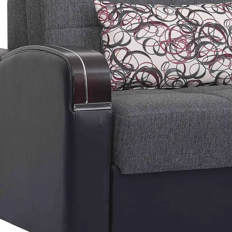 74" Gray Chenille Convertible Futon Sleeper Sofa And Toss Pillows With Storage