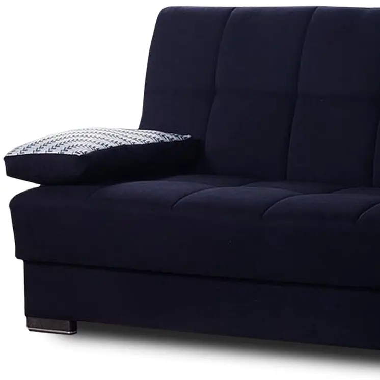 75" Black Chenille Convertible Futon Sleeper Sofa And Toss Pillows With Storage