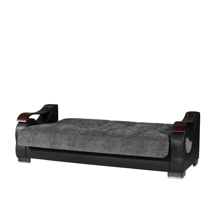 87" Gray Chenille Convertible Futon Sleeper Sofa And Toss Pillows With Storage